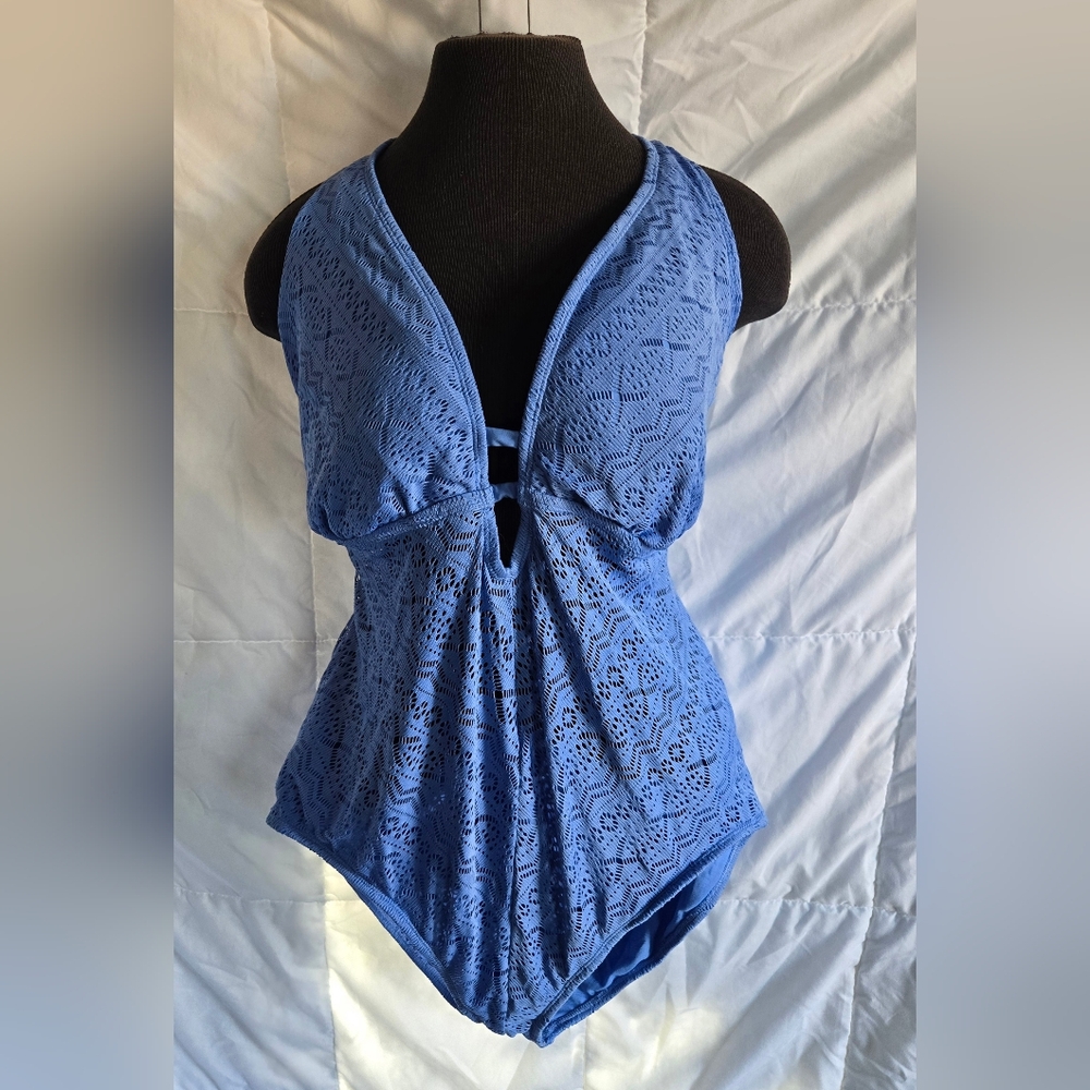 Time and Tru Blue Lace Women Swim One Piece
